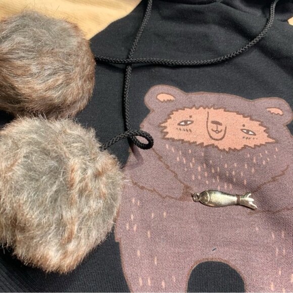 Unique girls 8-10Y longline hoodie with plaid trim - Picture 2 of 3